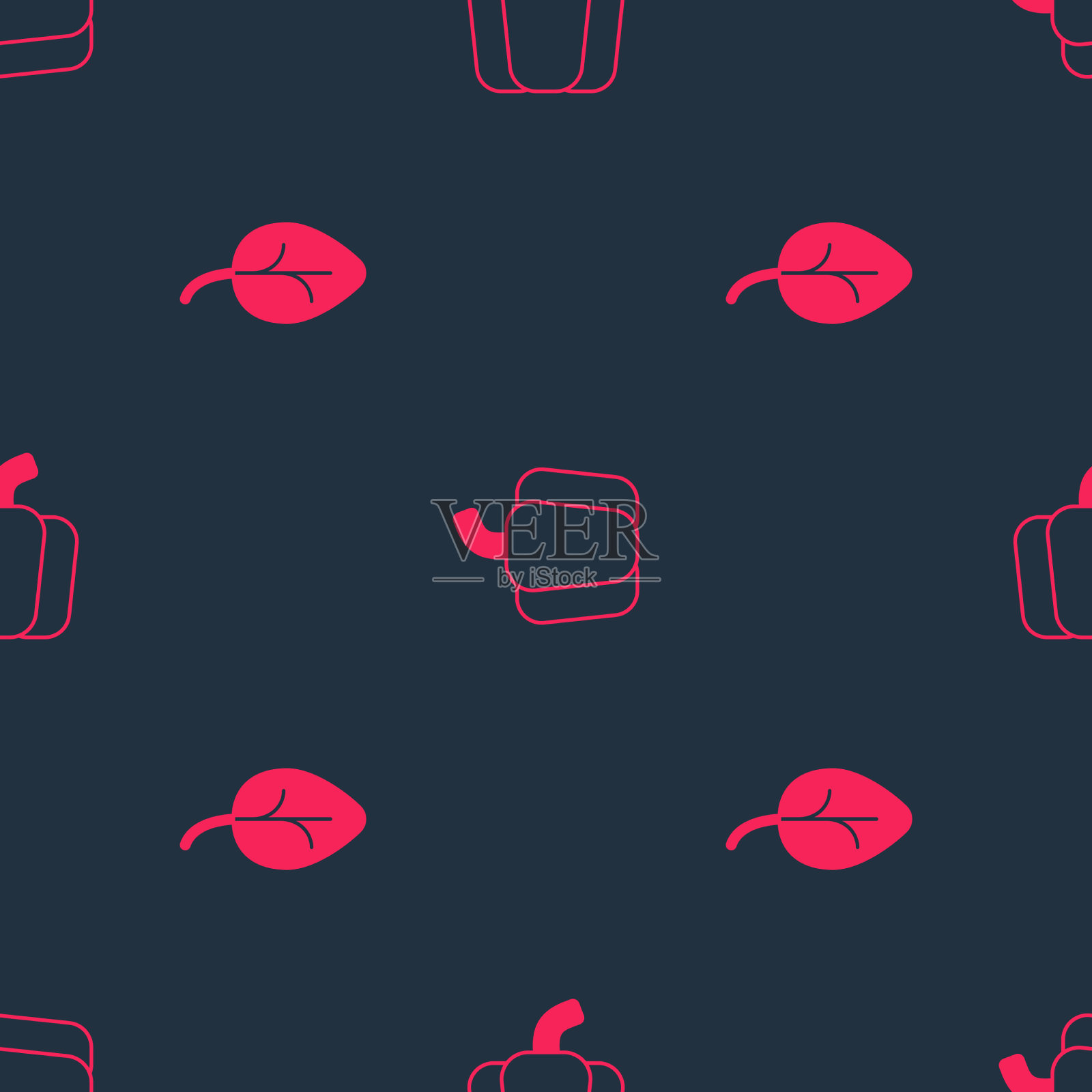 设置叶或叶与甜椒无缝图标素材