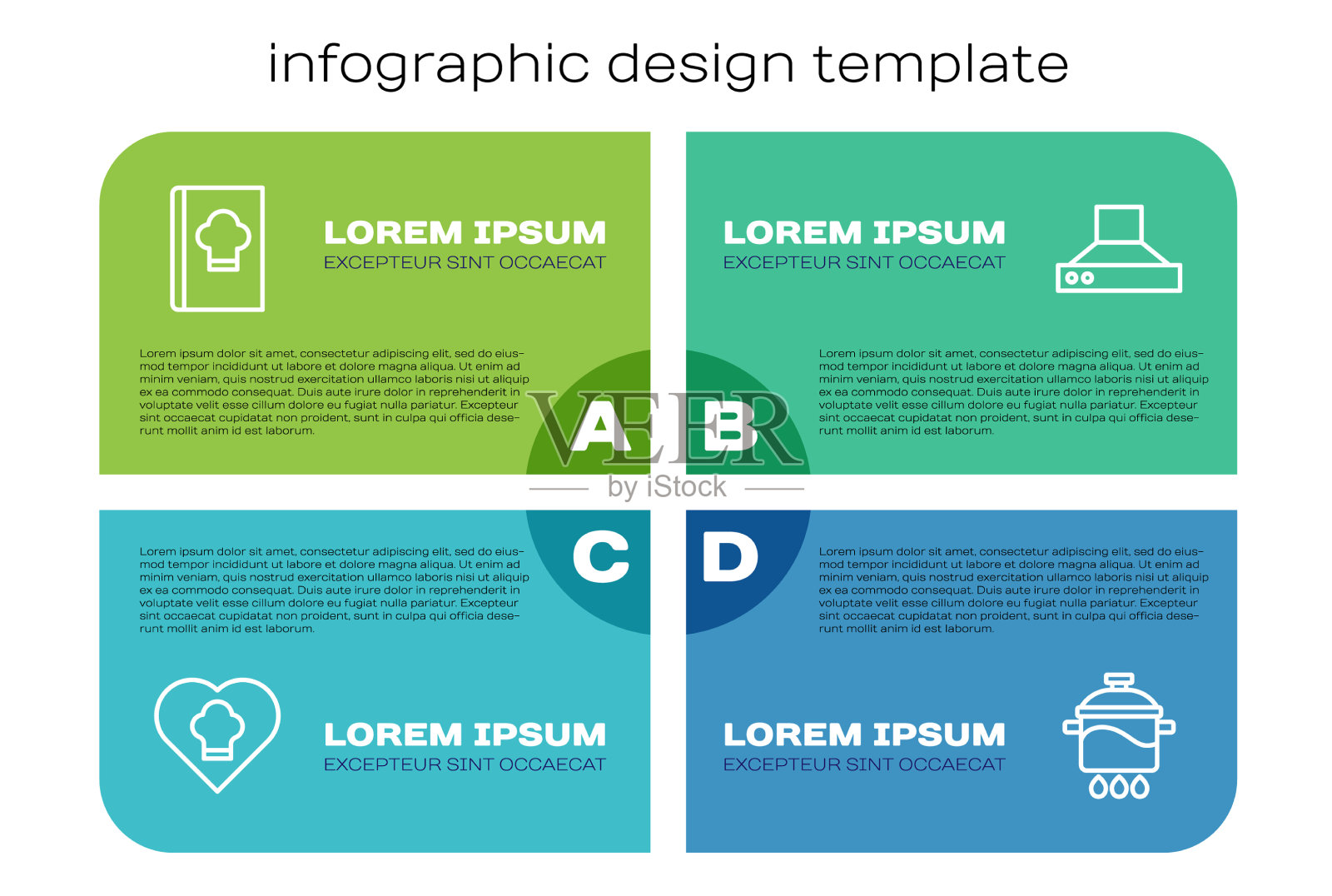 设置行厨师帽烹饪书烹饪锅和插画图片素材
