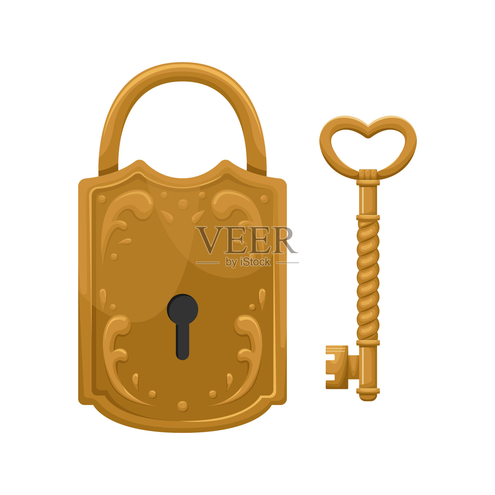 复古键和锁设计元素图片