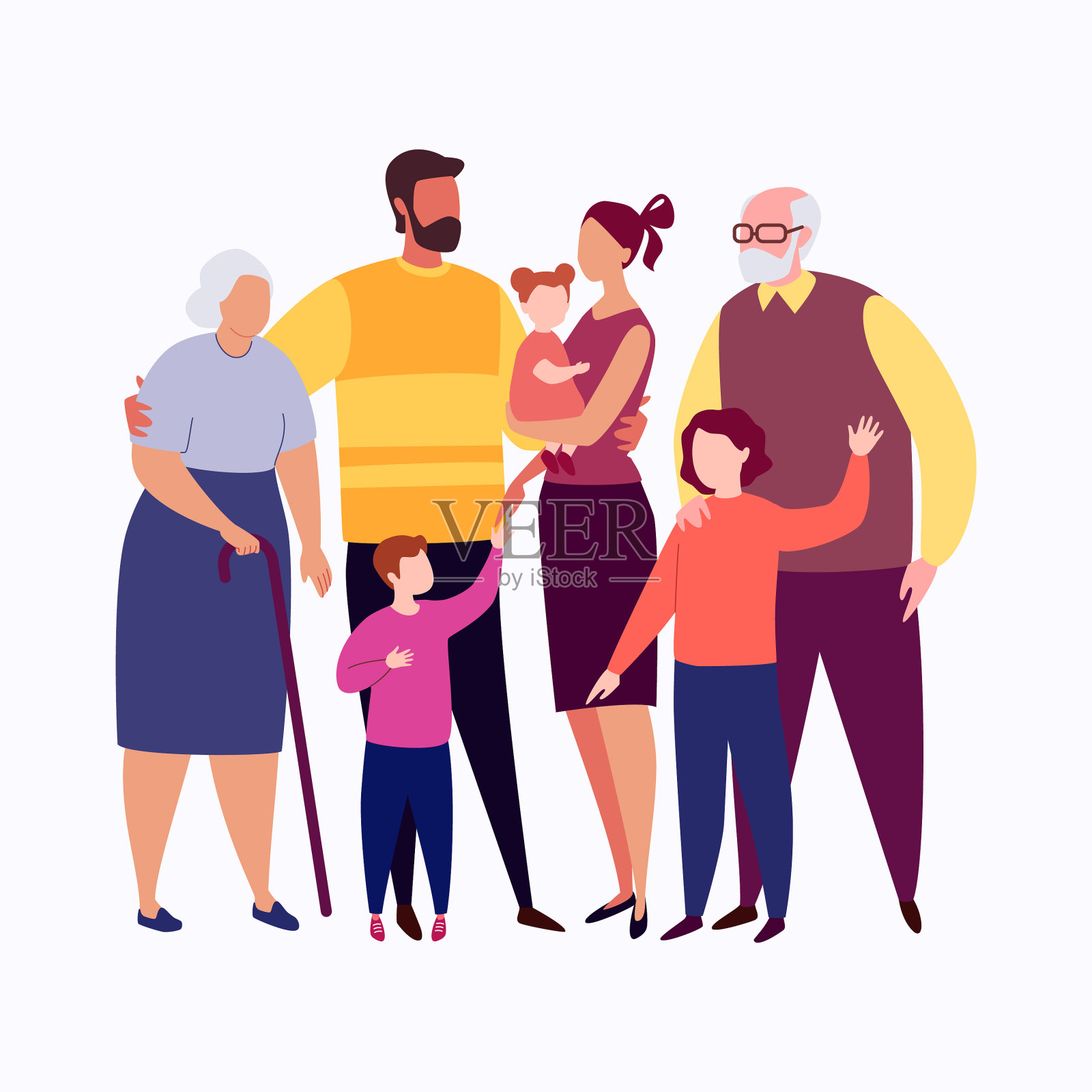 三代同堂插画图片素材