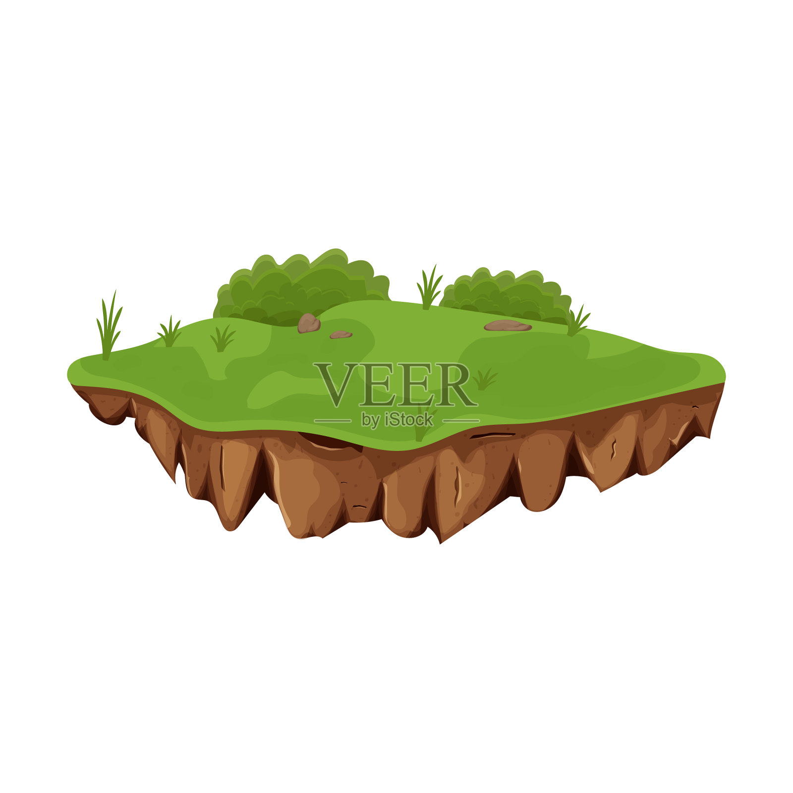 飞岛与地面和草孤立设计元素图片