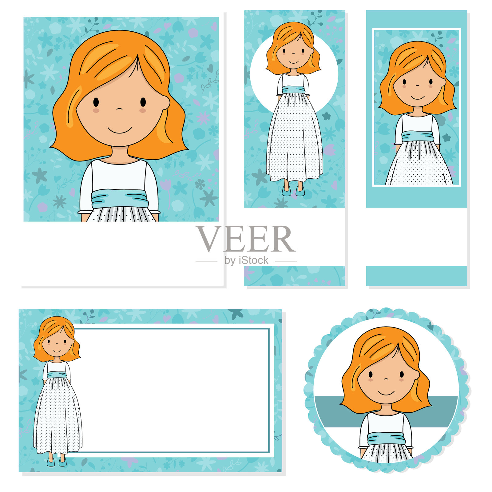 我的第一张圣餐女孩卡片不同的格式插画图片素材