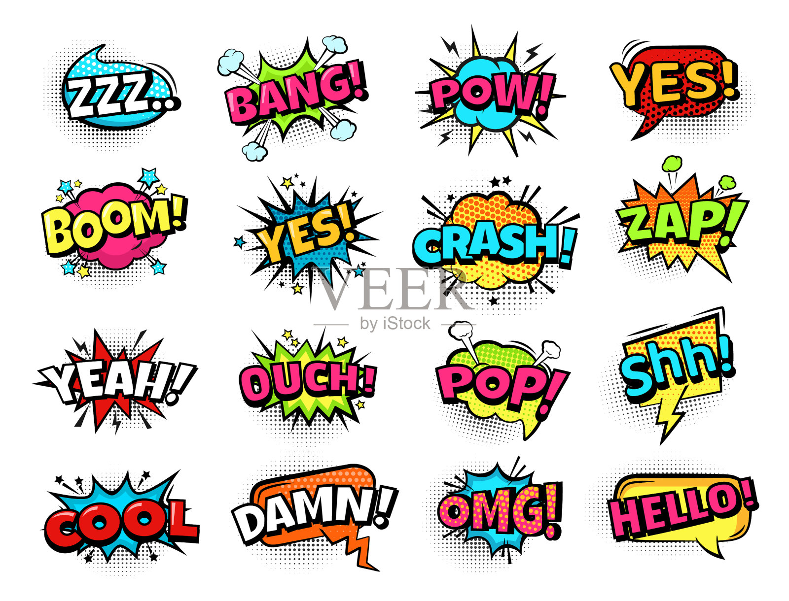 滑稽的语言泡泡卡通的表达赞插画图片素材