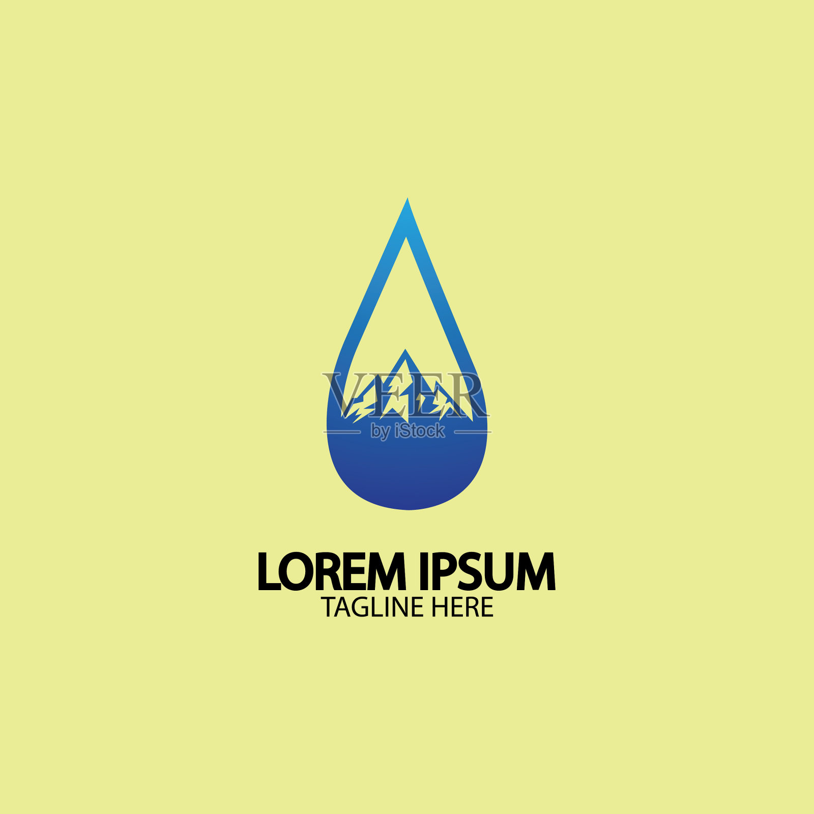 水滴与山河图标为标志插画图片素材