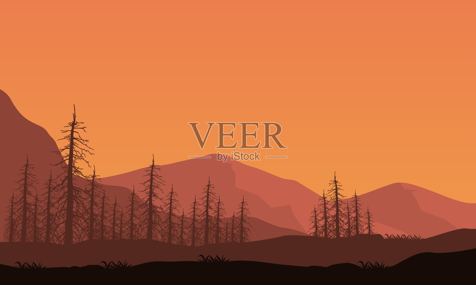 漂亮的风景山插画图片素材