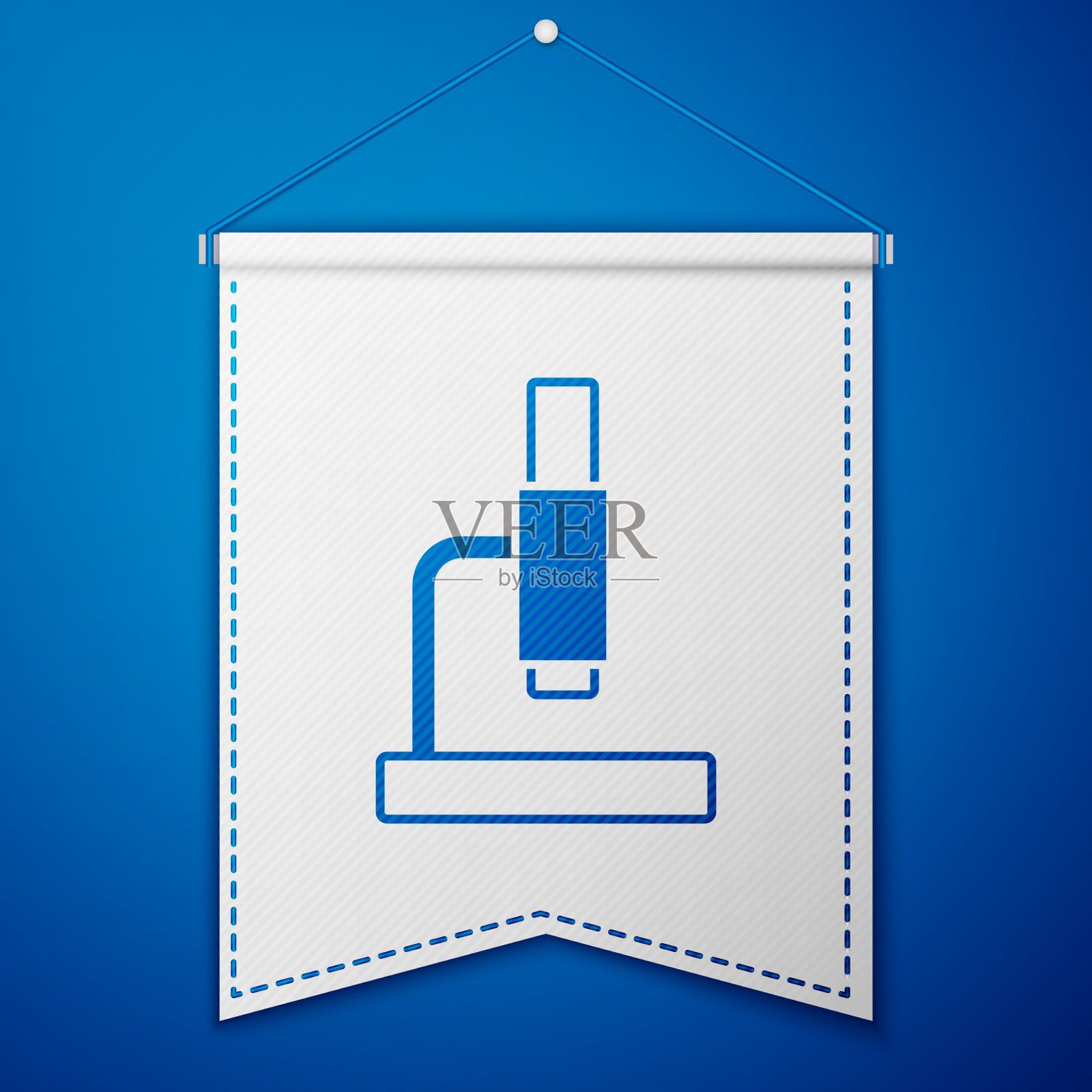 在蓝色背景上分离的蓝色显微镜图标插画图片素材