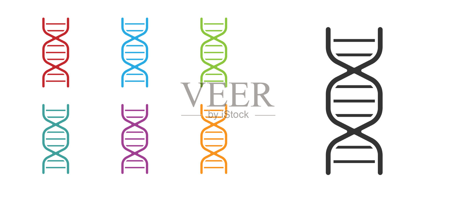 黑色DNA符号图标分离在白色背景插画图片素材