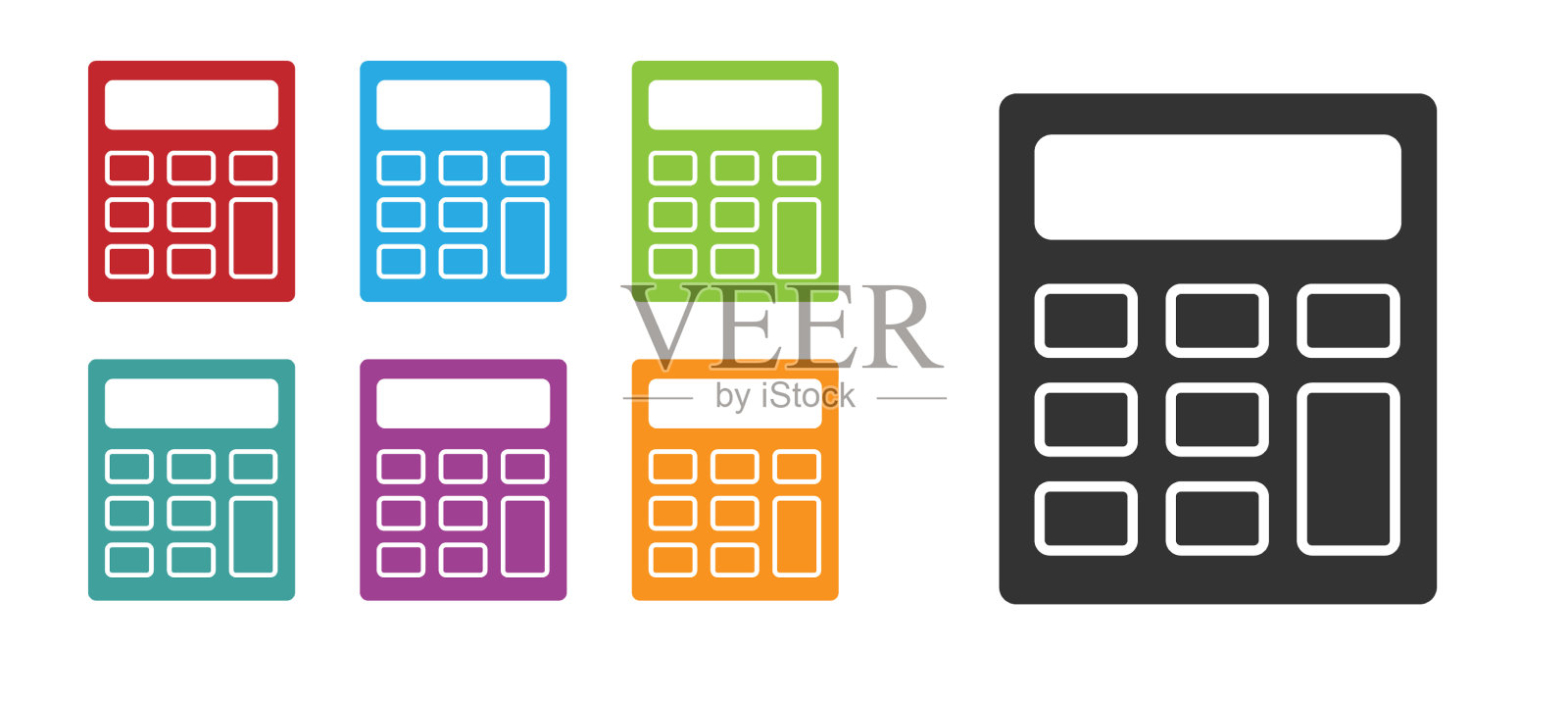 黑色计算器图标孤立在白色背景图标素材