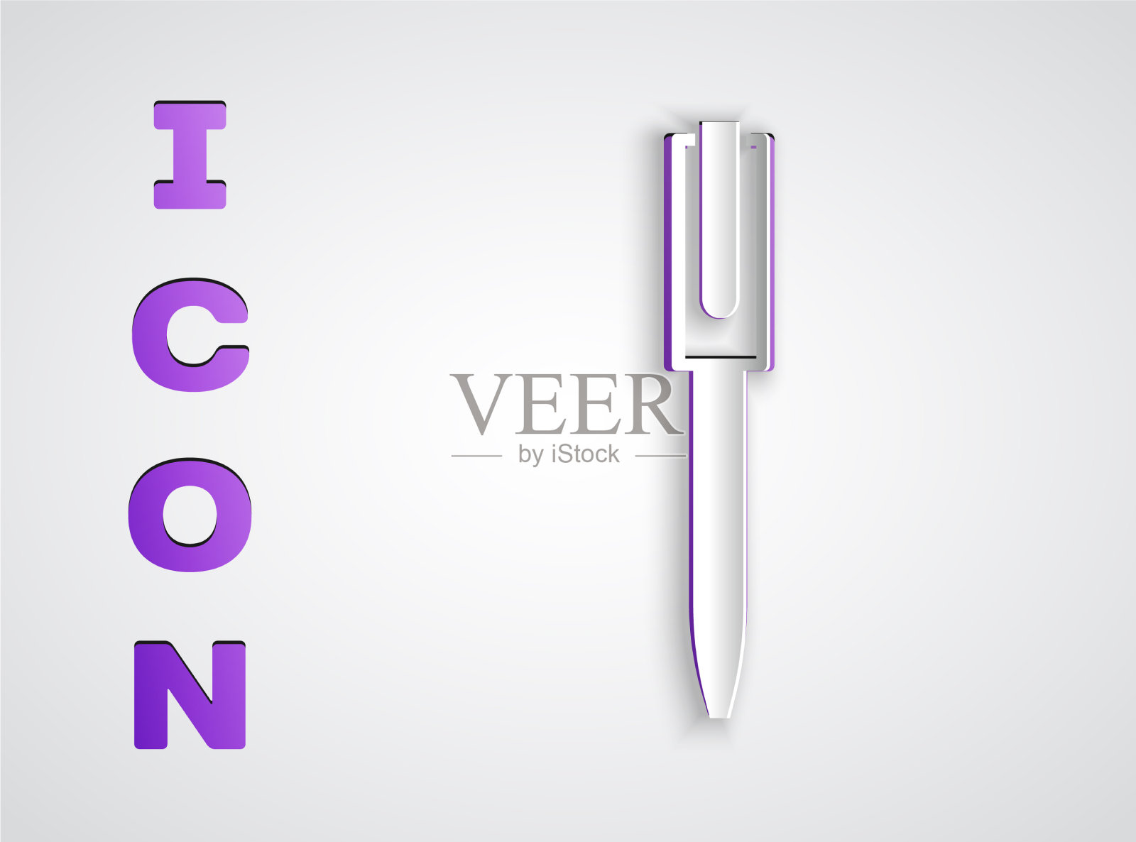 纸割笔图标孤立在灰色背景图标素材