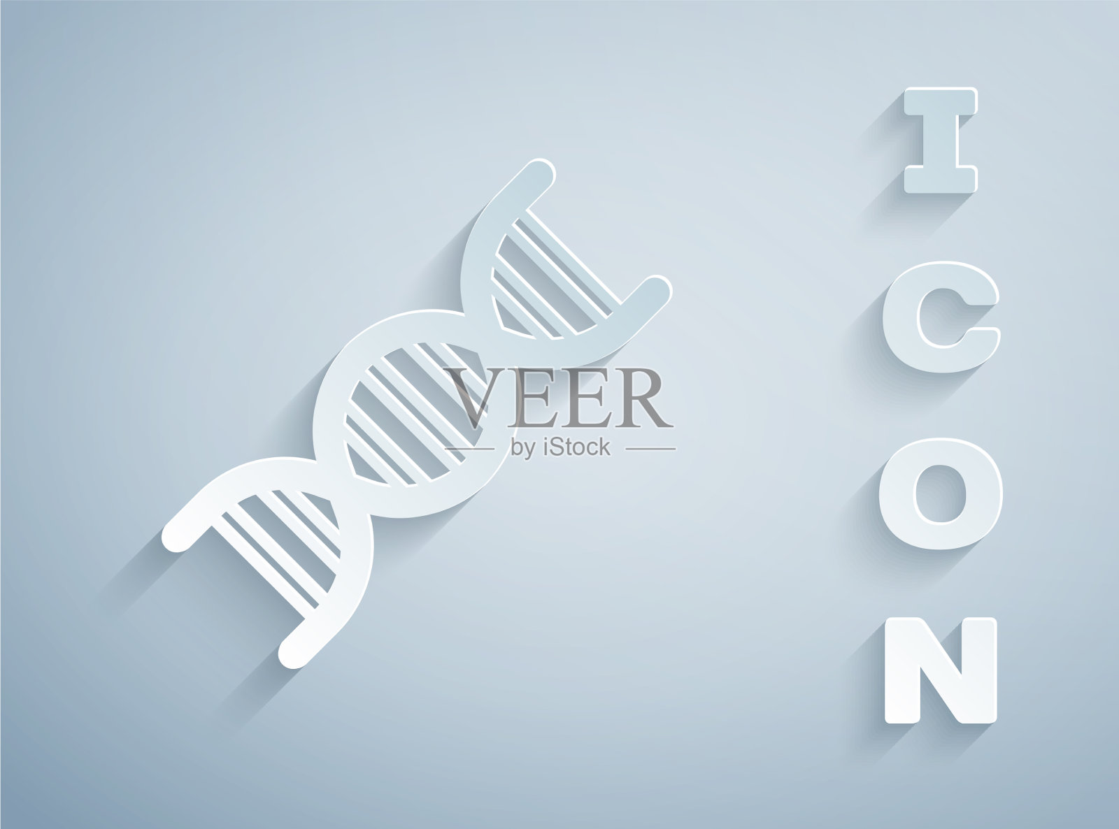 剪纸DNA符号图标分离在灰色插画图片素材