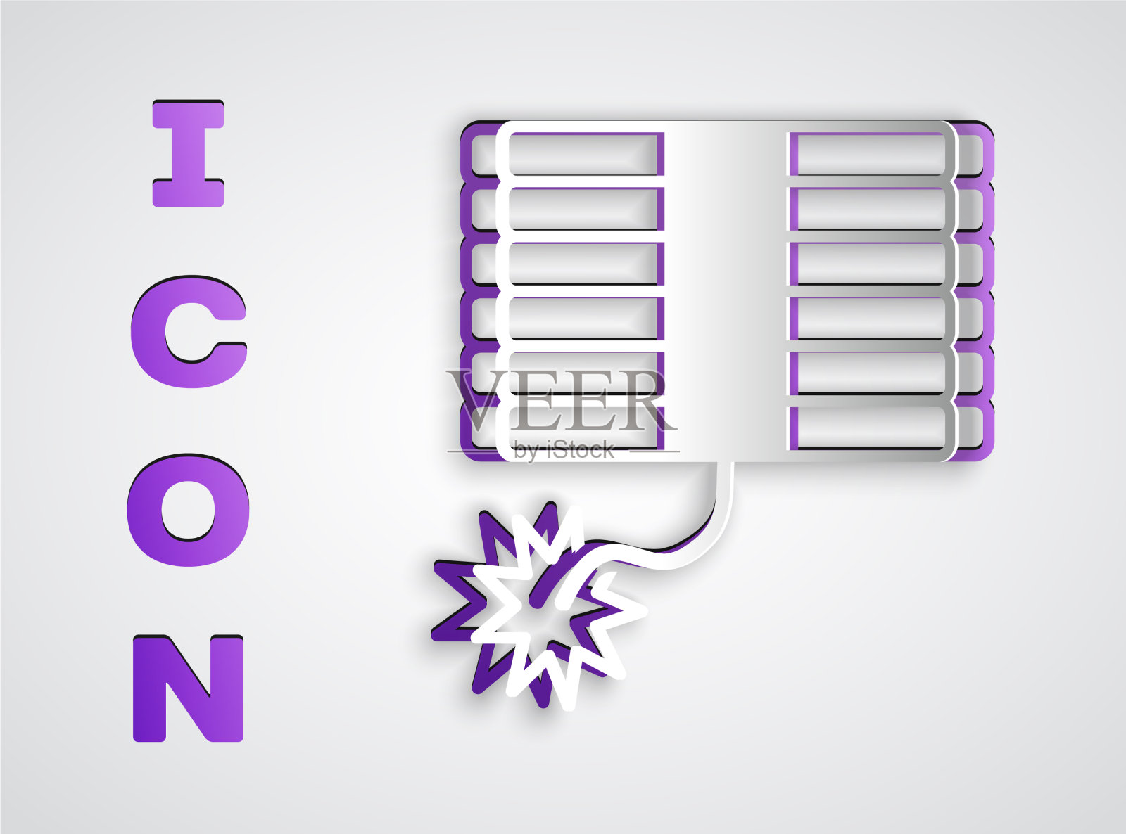 剪纸烟花图标孤立在灰色图标素材