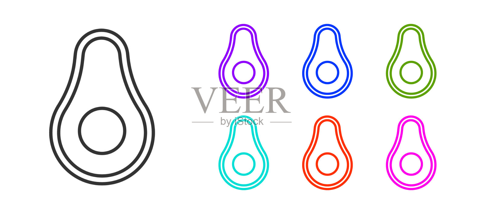 黑线鳄梨水果图标孤立在白色插画图片素材