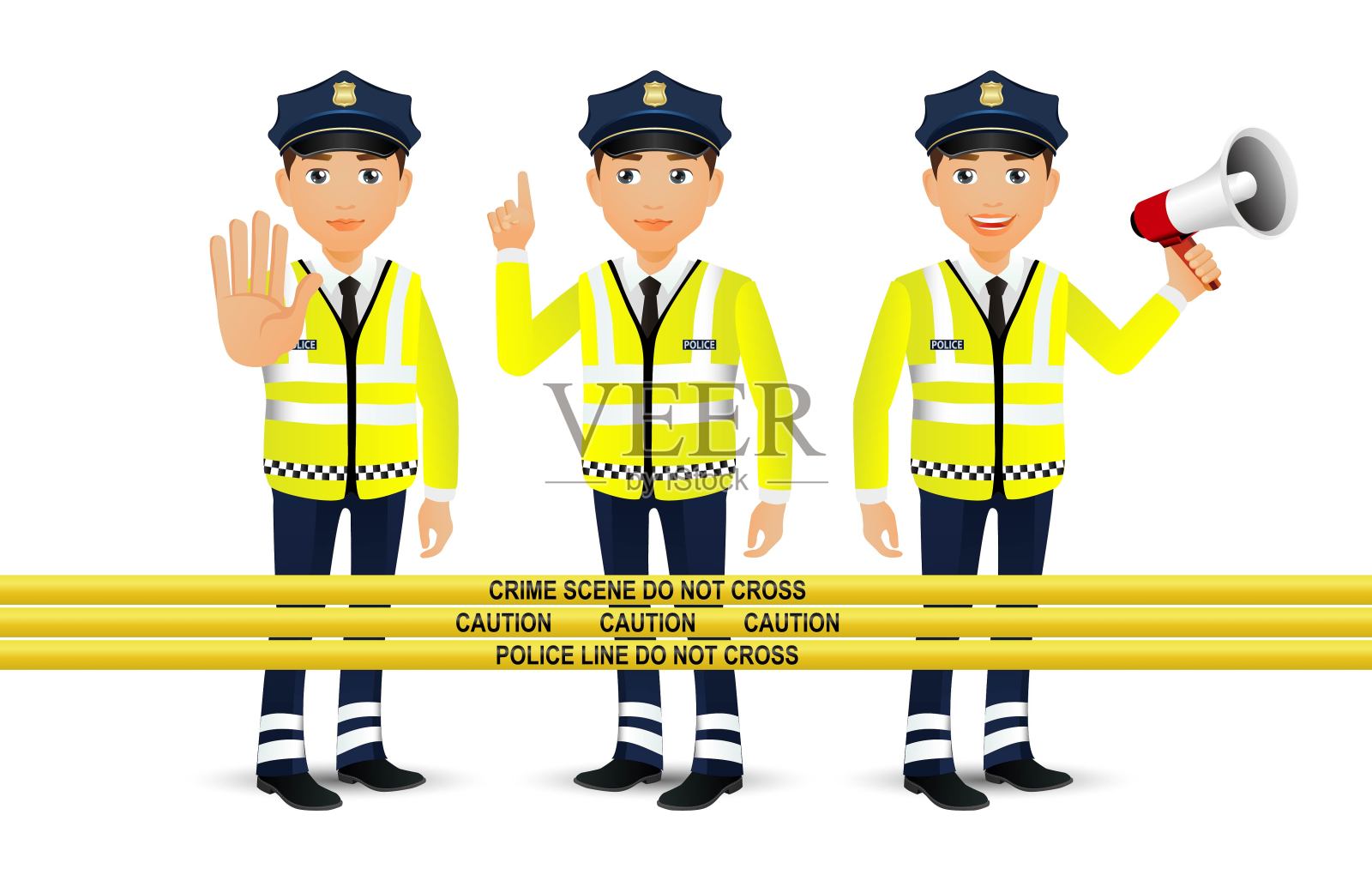 警察角色设置插画图片素材