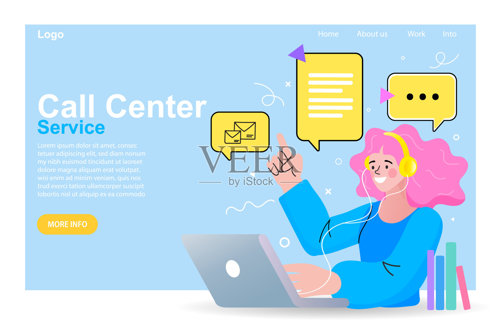 电子学习平台。远程课程，视频课程，网络课程。教师服务为家庭教育配备女导师。教授连接在线和流媒体。矢量插图。插画图片素材