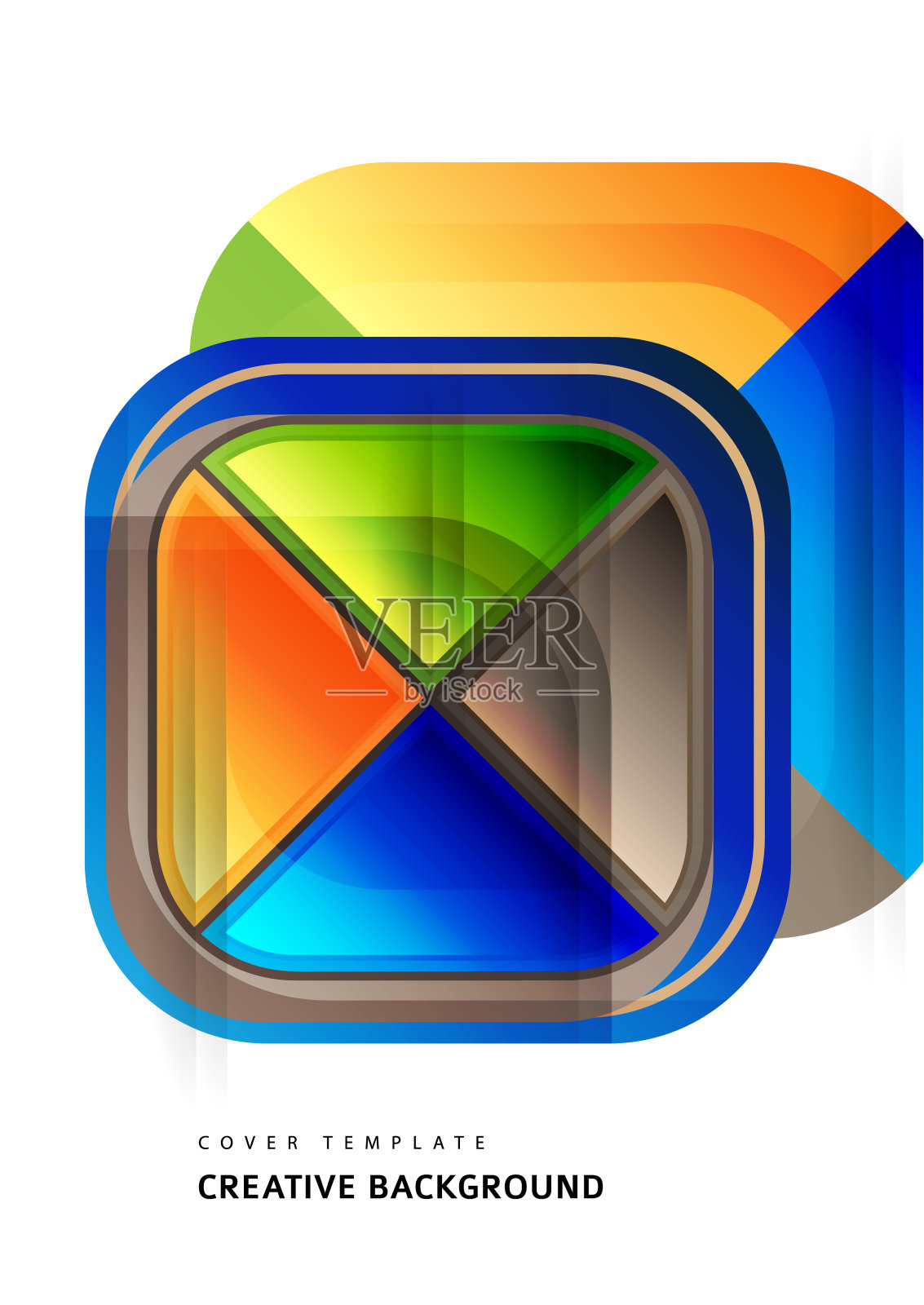 抽象几何背景与空间为您的文本。现代重叠圆形正方形。不同寻常的颜色形式为您的信息。业务或技术演示。向量插画图片素材