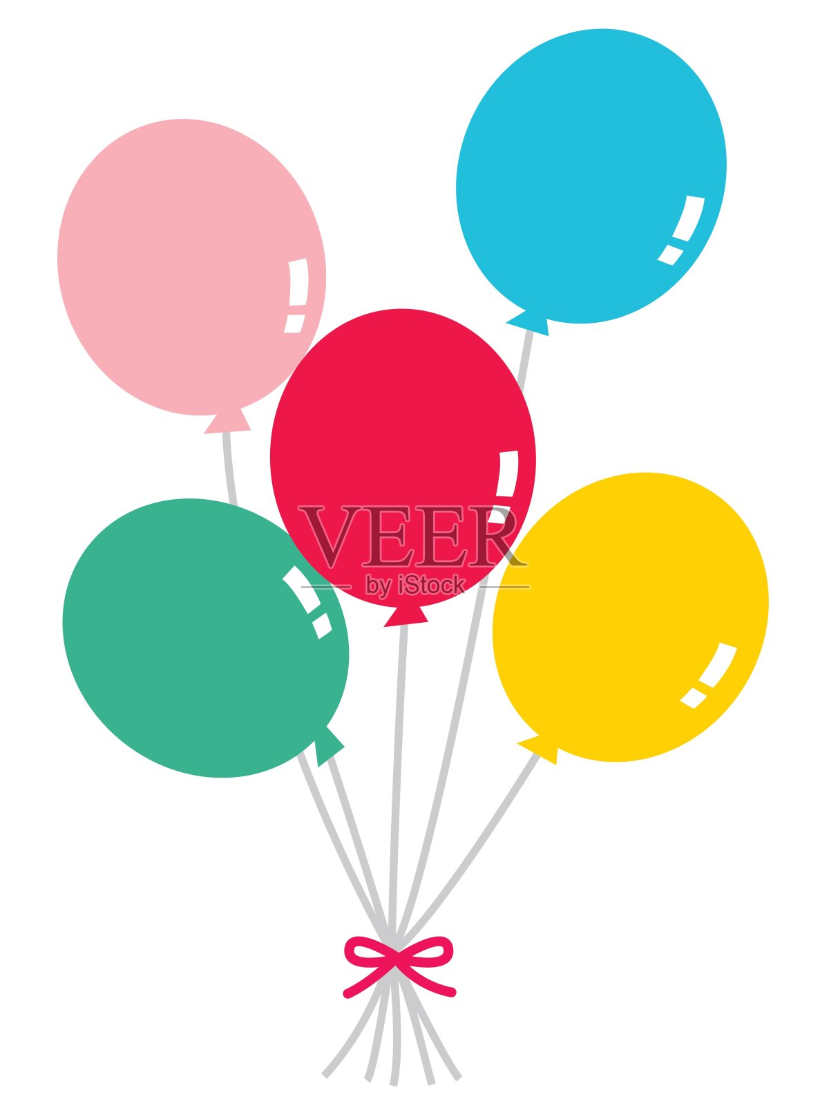 五个彩色气球设计元素图片