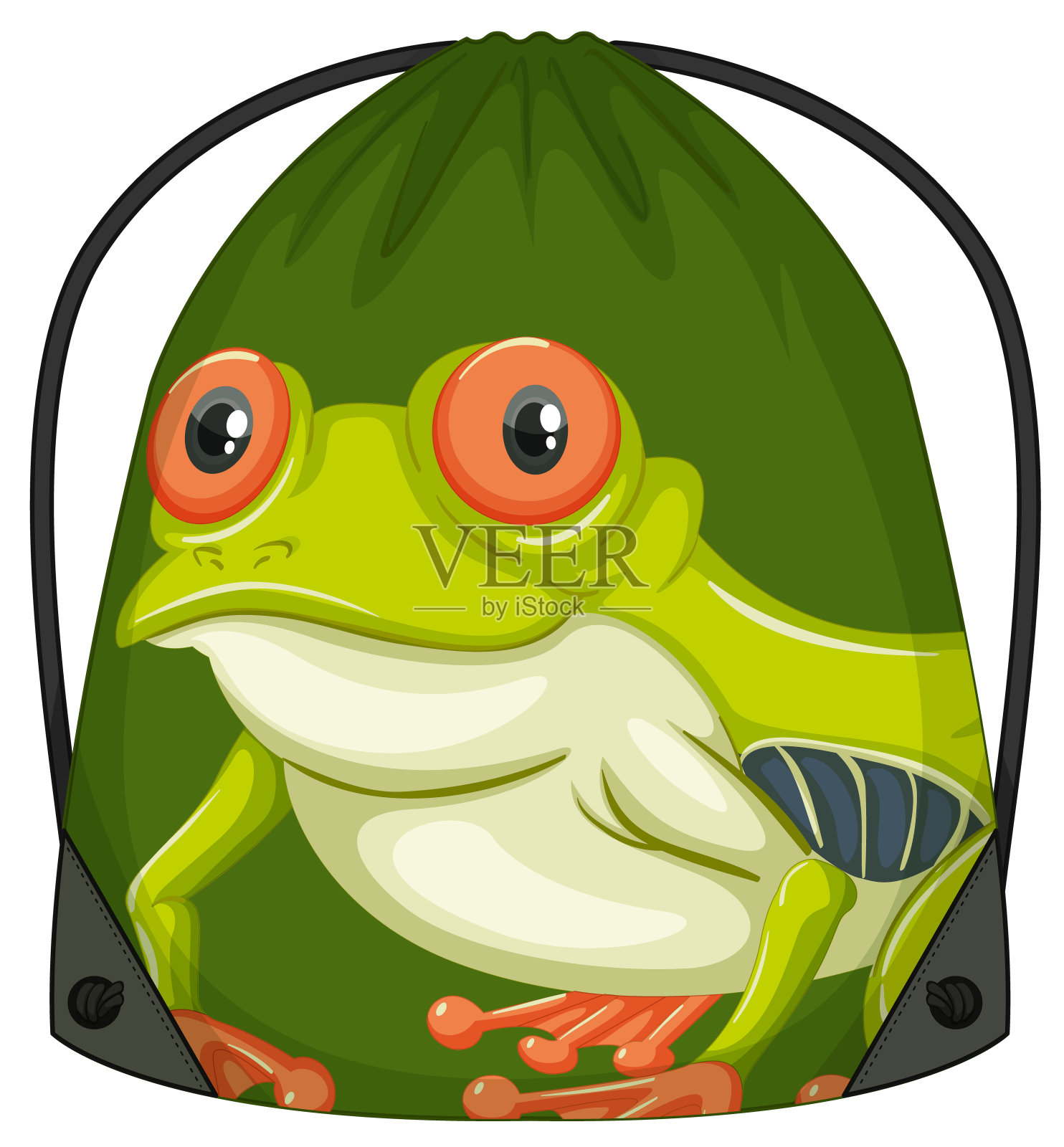 带青蛙图案的拉绳背包插画图片素材
