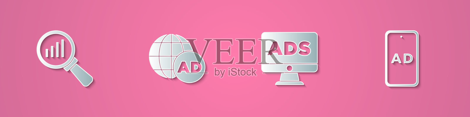 设置剪纸放大镜和分析插画图片素材