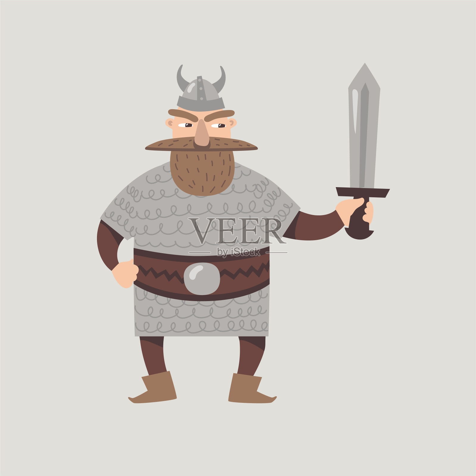 北欧海盗中世纪的卡通人物插画图片素材