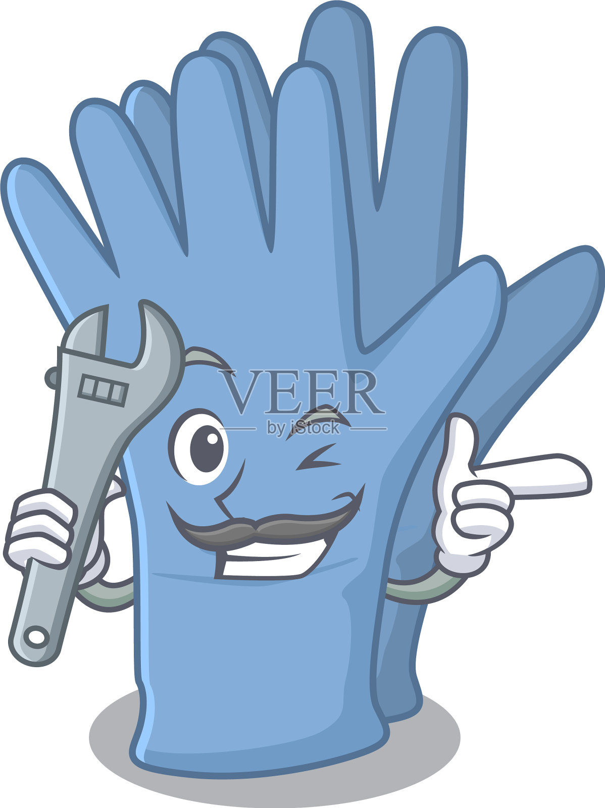 像技工一样工作的漫画医疗手套插画图片素材