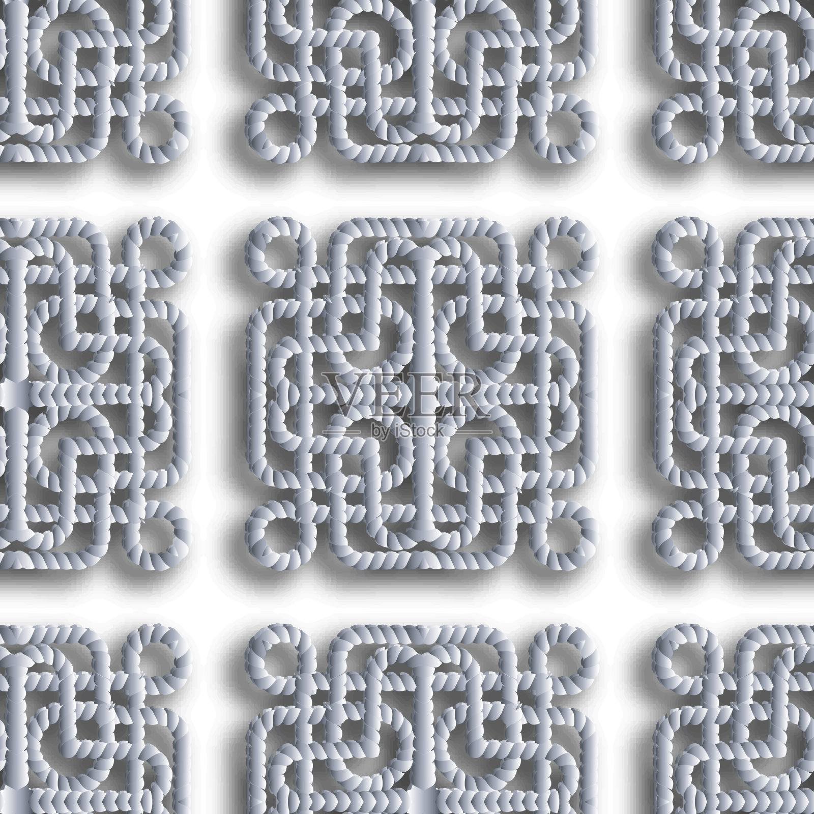 绳索3d无缝模式白色背景重复插画图片素材