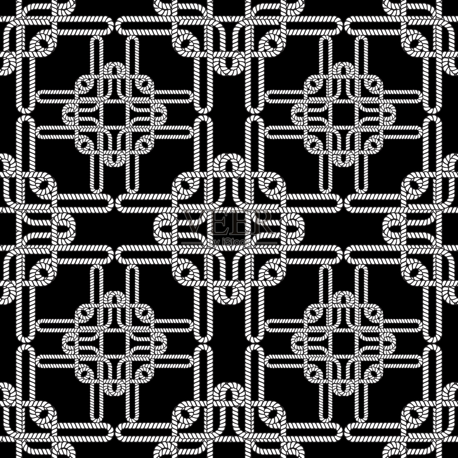 绳和弦无缝图案黑色和插画图片素材