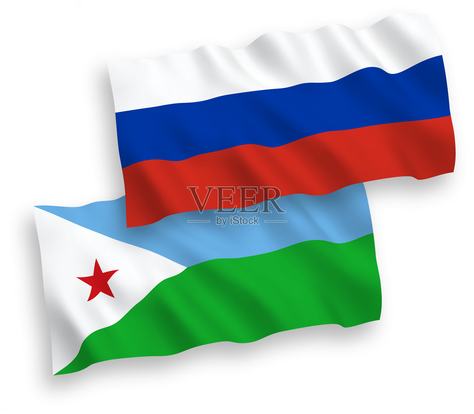 国旗共和国吉布提和俄罗斯上设计元素图片