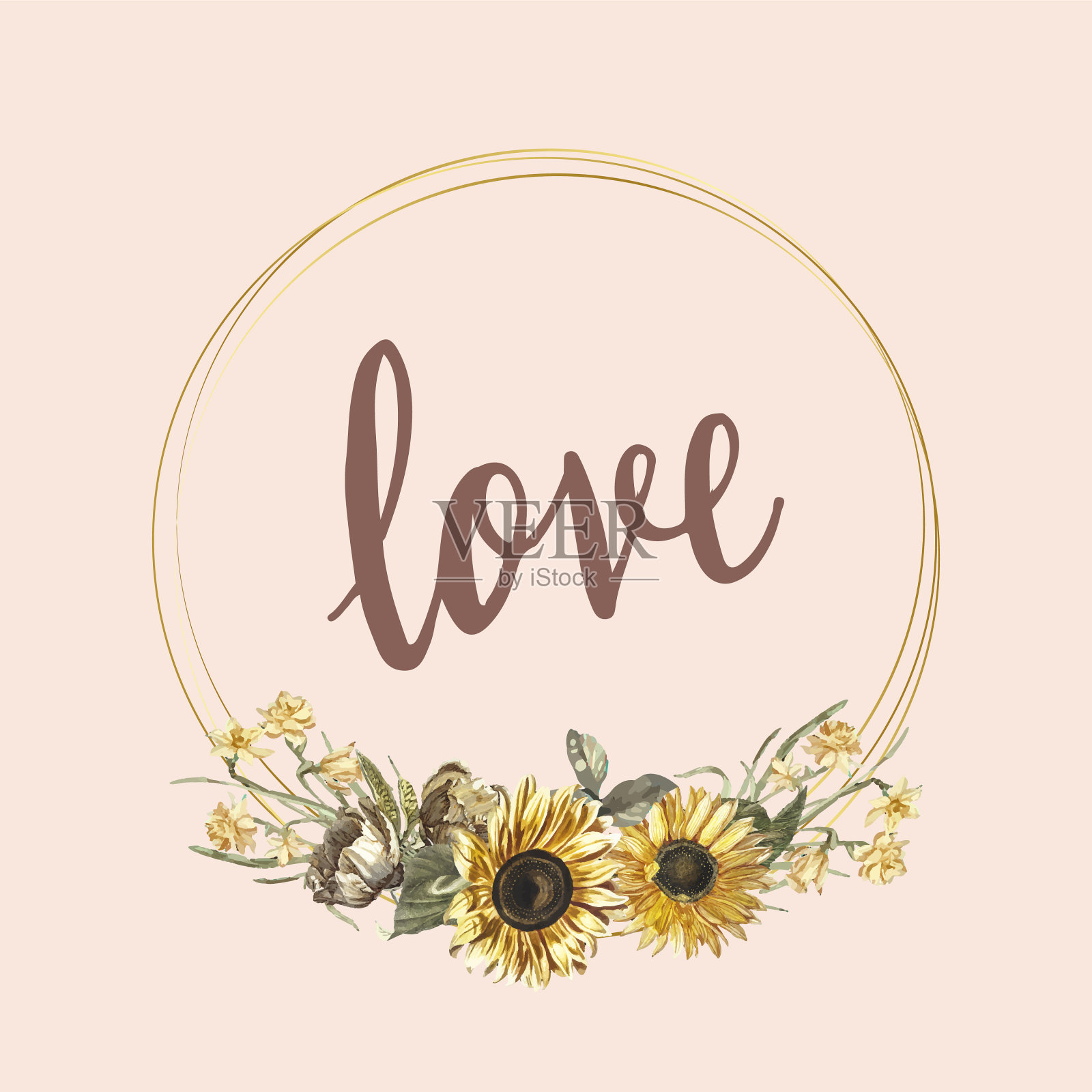 鲜花爱情卡片模型插画图片素材