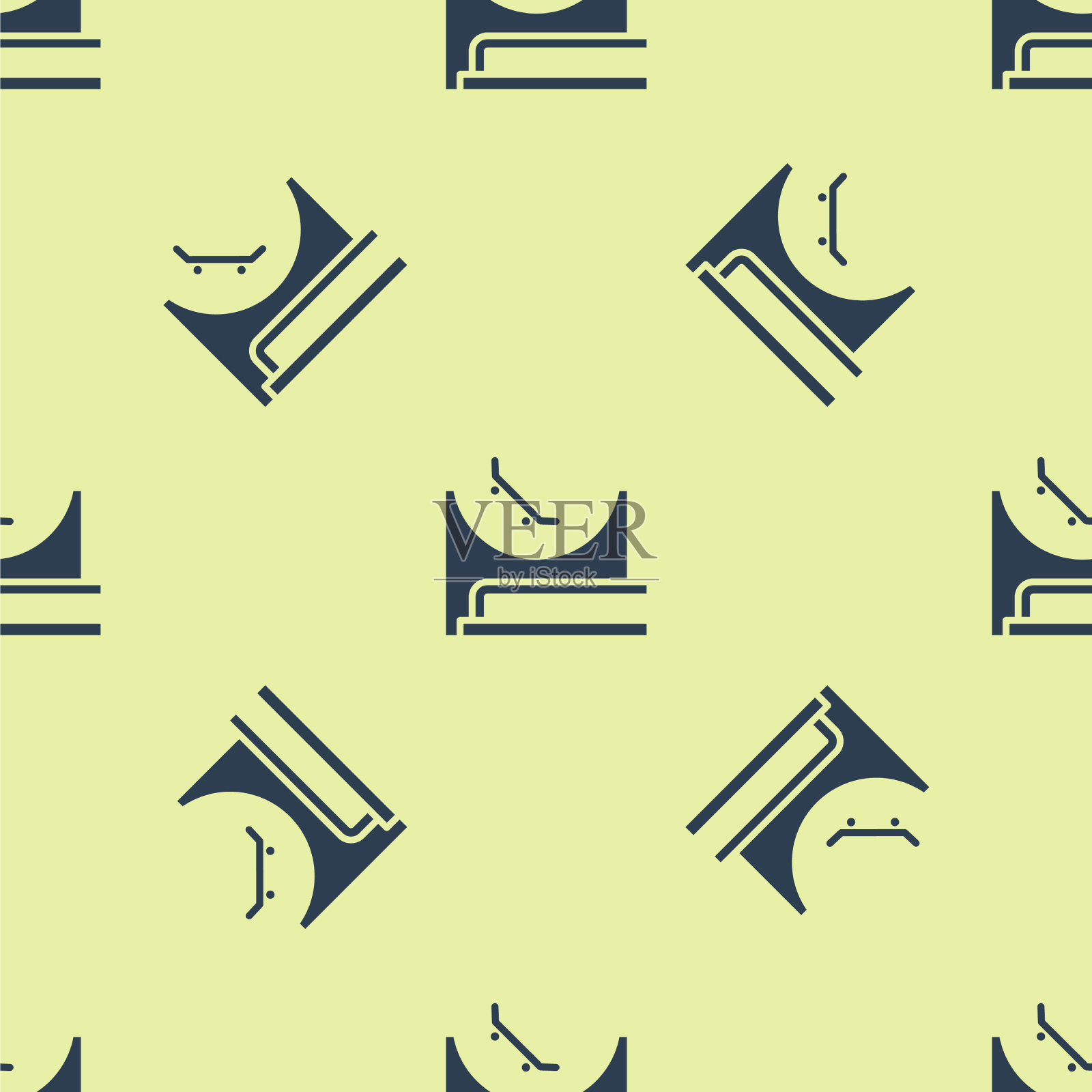 蓝色滑板公园图标隔离无缝模式上插画图片素材