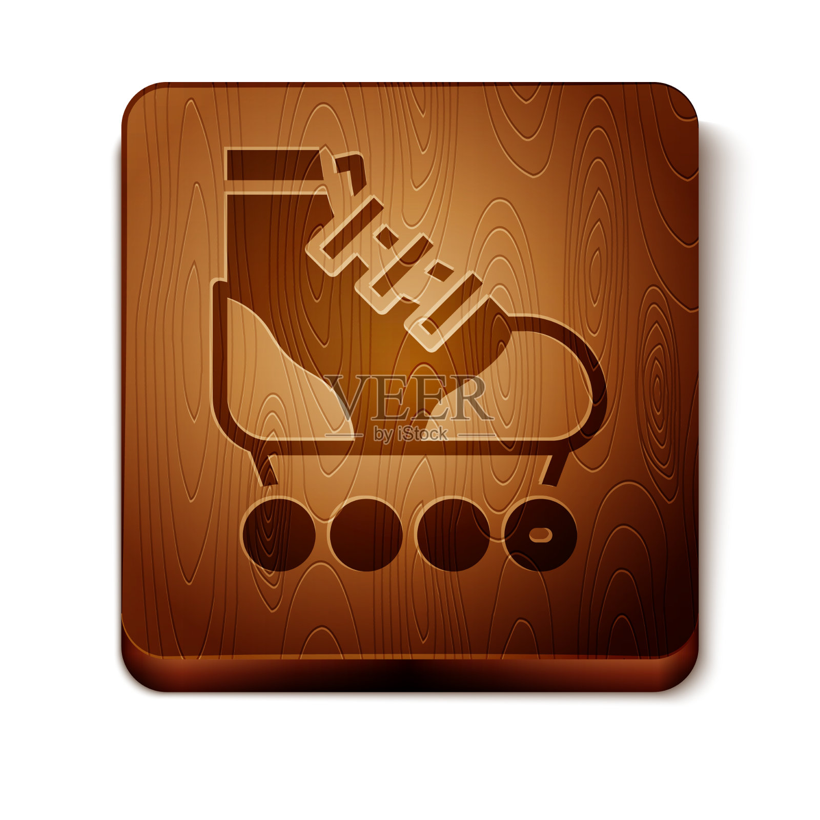 棕色轮滑图标孤立在白色图标素材