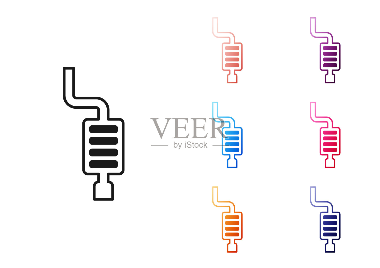 黑色汽车消音器图标隔离在白色图标素材