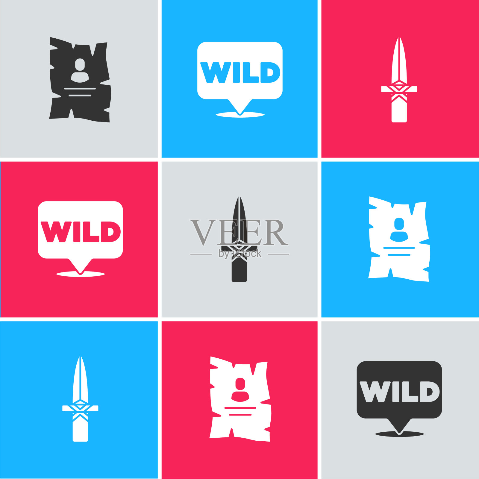 集通缉西部海报指针和野生图标素材