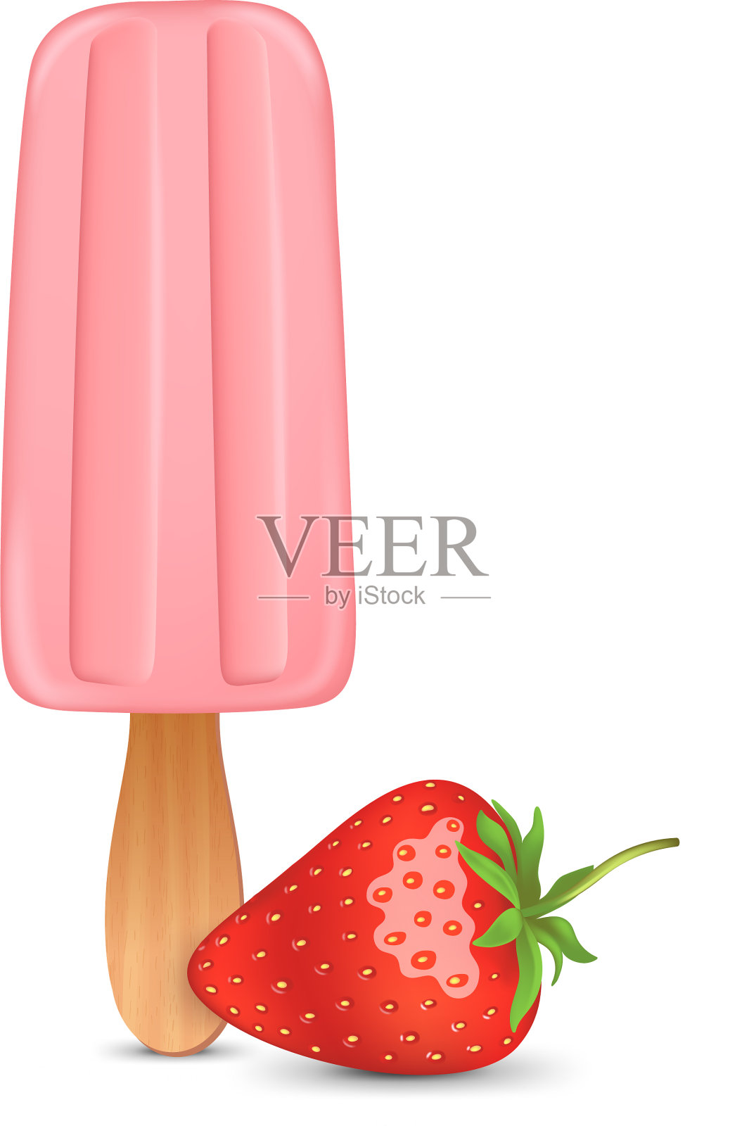 粉色冰淇淋配冰棒棒逼真设计元素图片