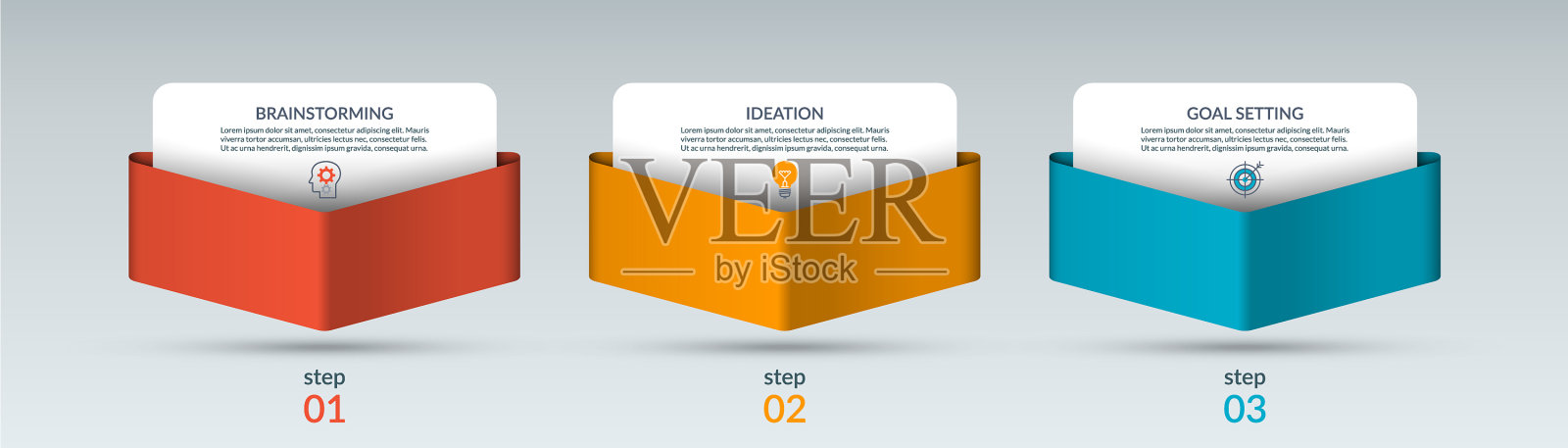 信息图表模板与3箭头指向下设计模板素材