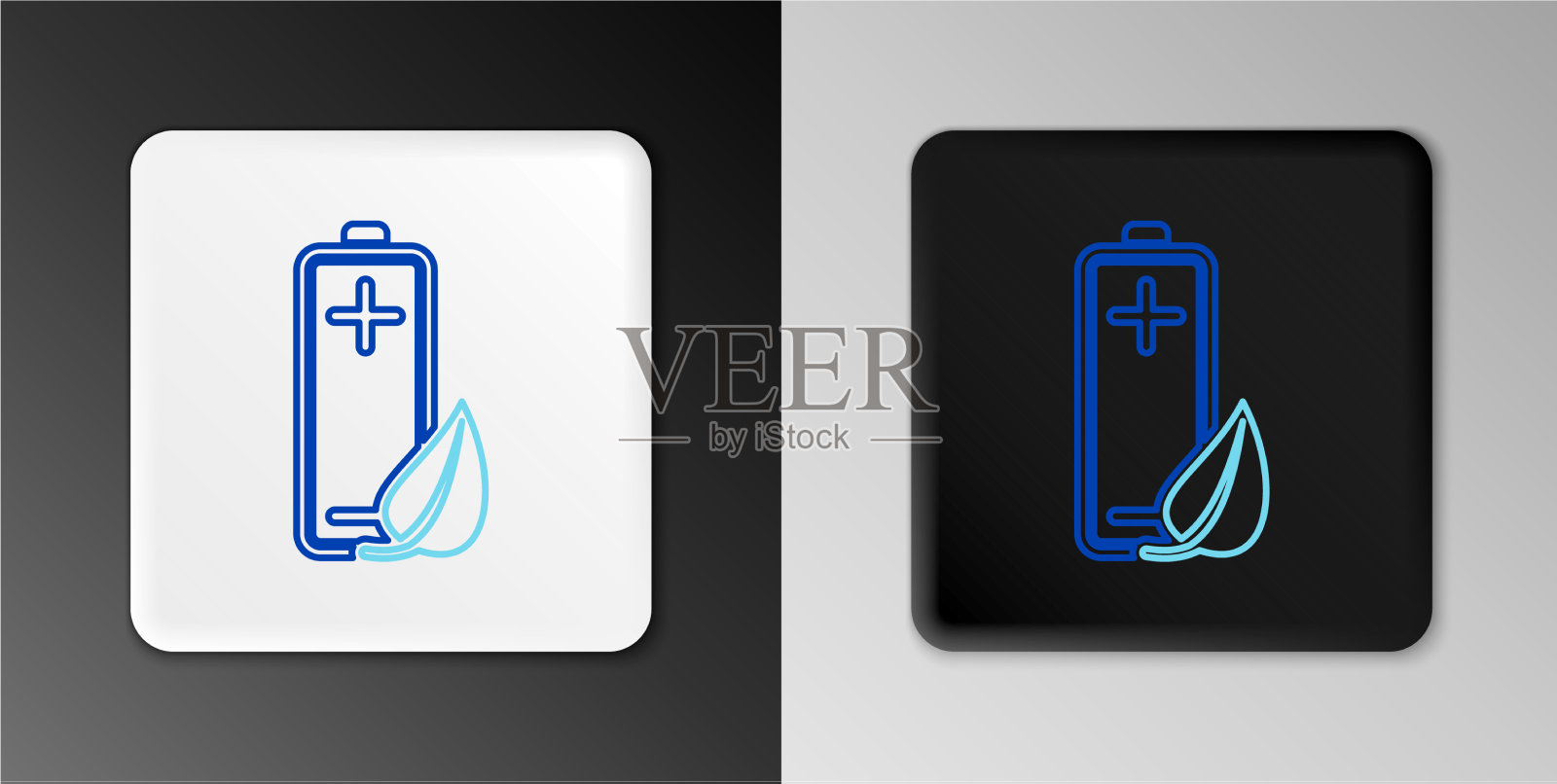 线生态自然树叶和电池图标隔离上图标素材