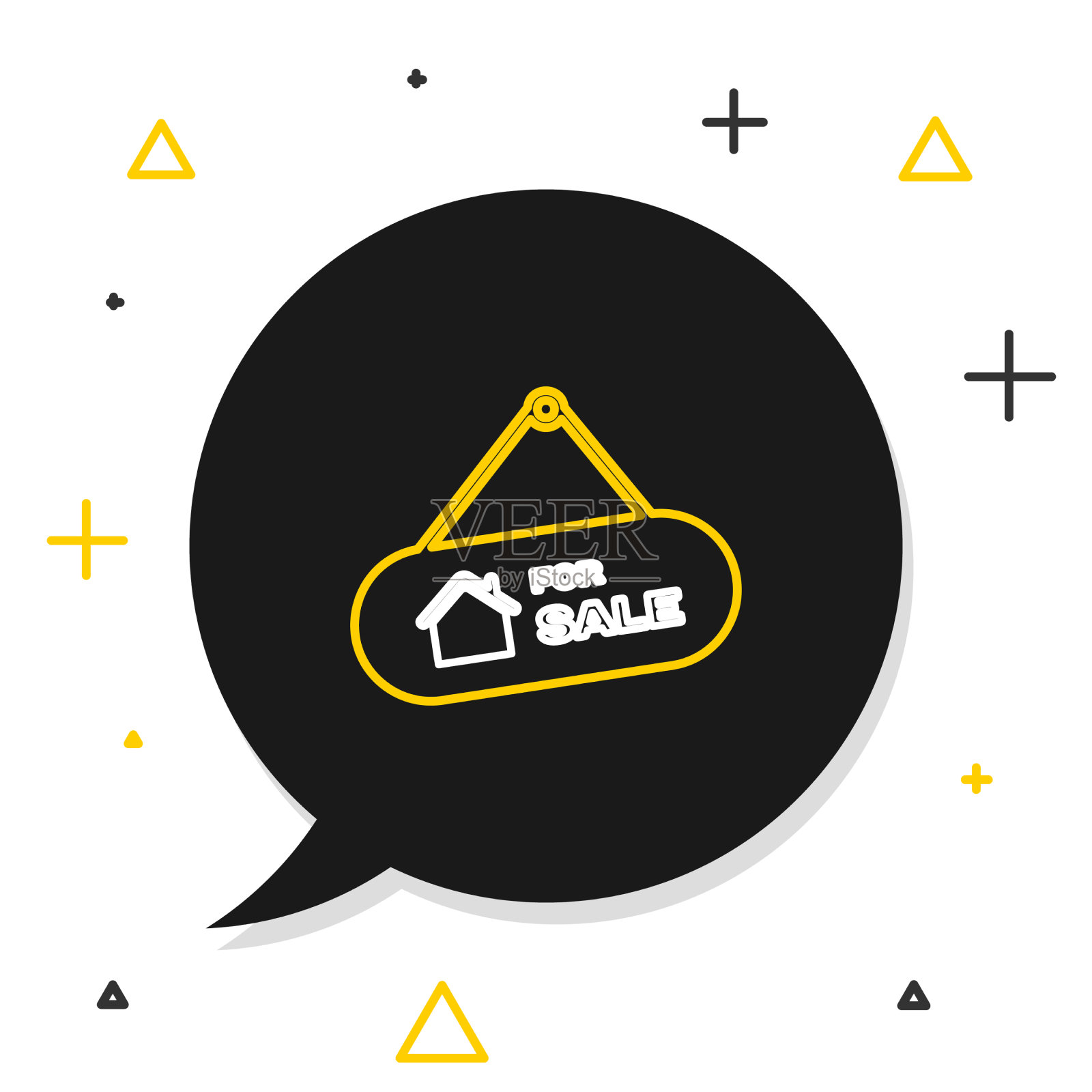 线挂标志与文字出售图标隔离插画图片素材