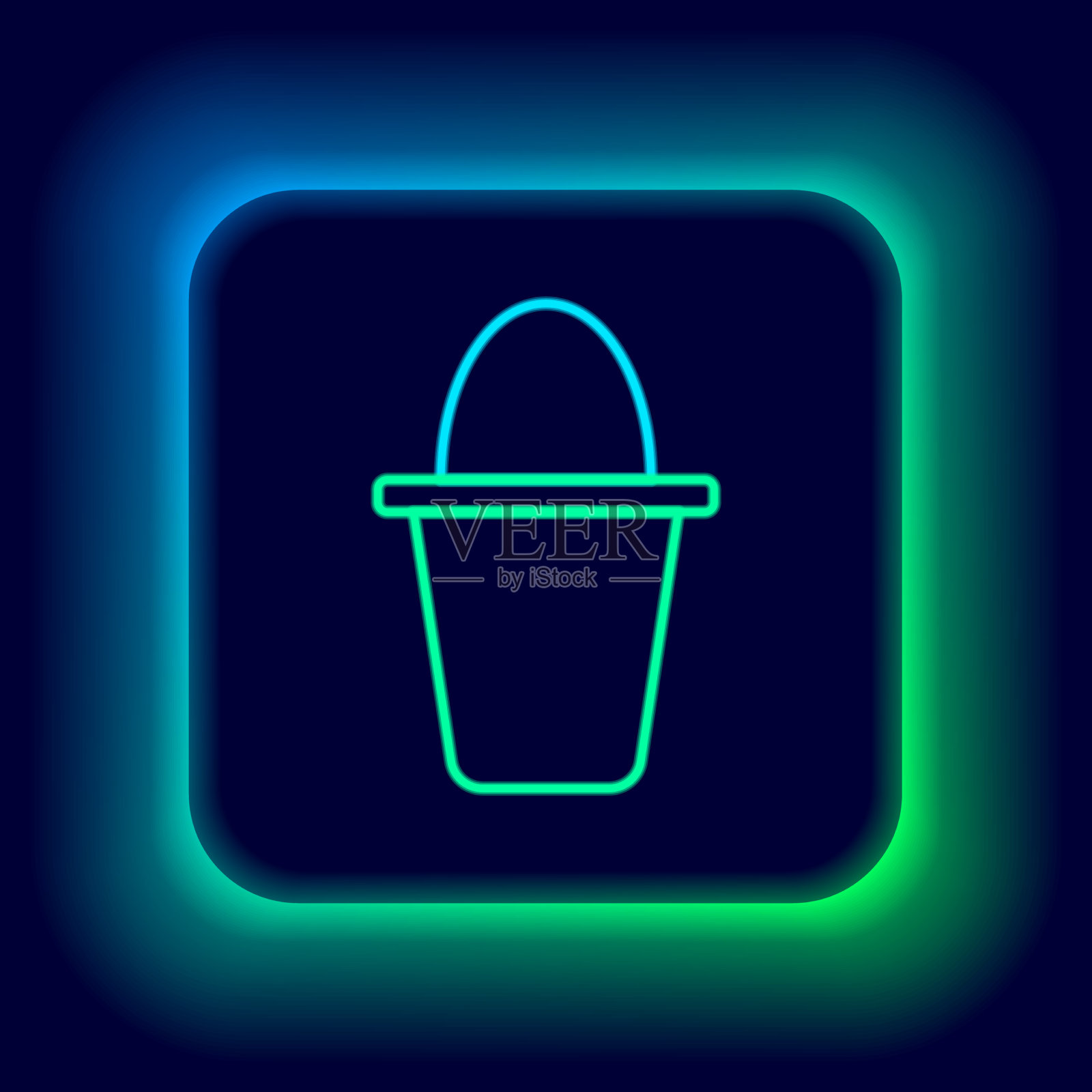 发光的霓虹灯线钓桶图标孤立上图标素材