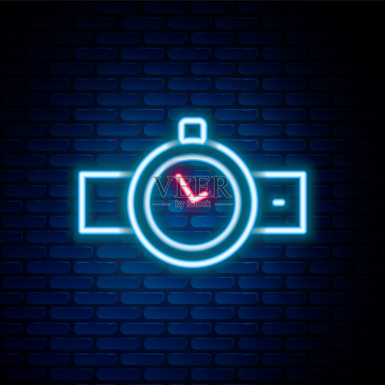 发光的霓虹灯线手表图标隔离上插画图片素材