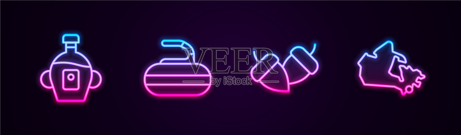 设置线枫糖浆石卷橡子和插画图片素材