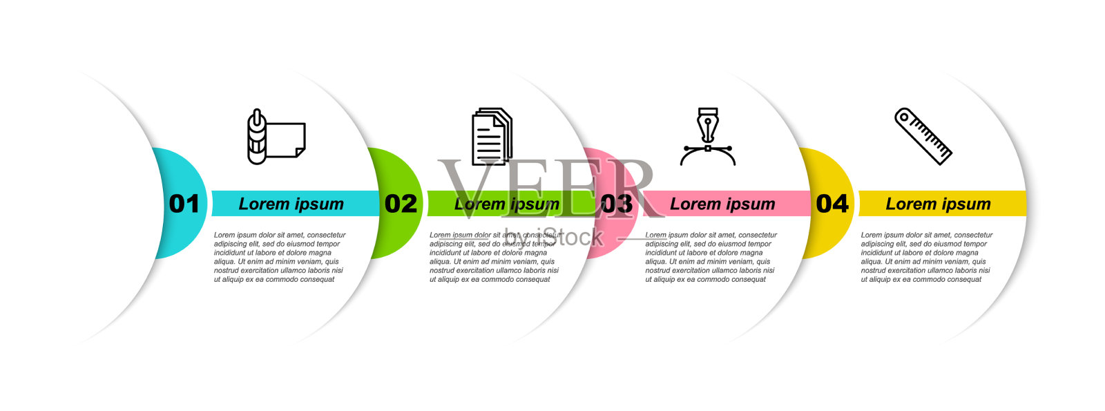 设置线卷纸档文件喷泉插画图片素材