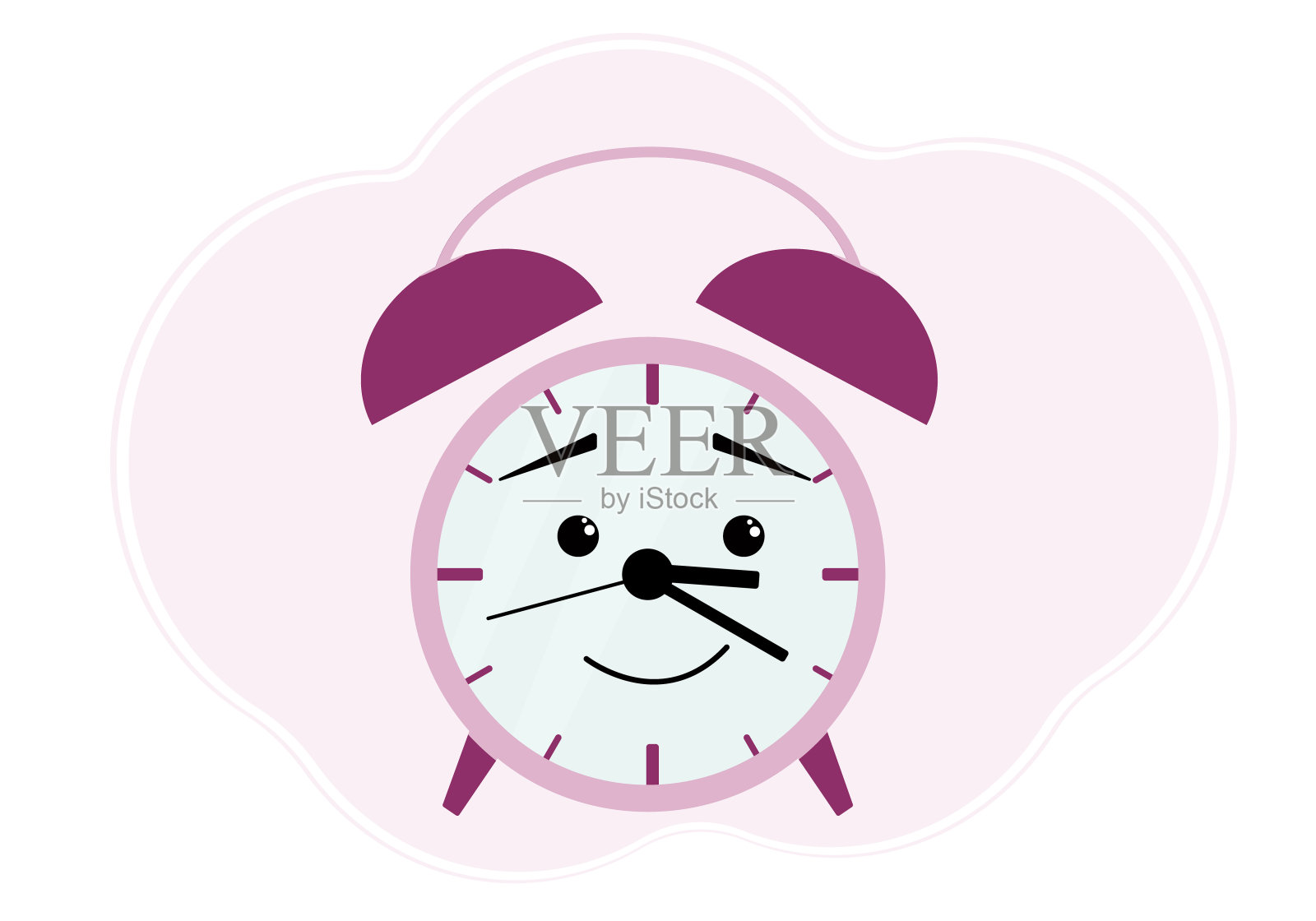 树莓闹钟的插图，充满喜悦的情绪和可爱的微笑插画图片素材