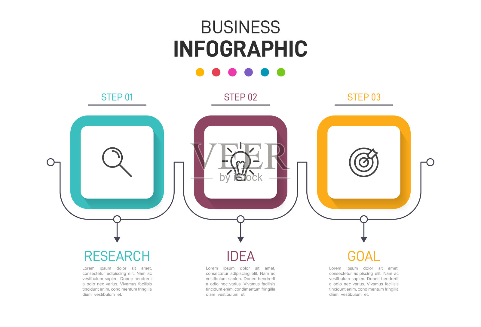 3个连续的概念箭头商业模式插画图片素材
