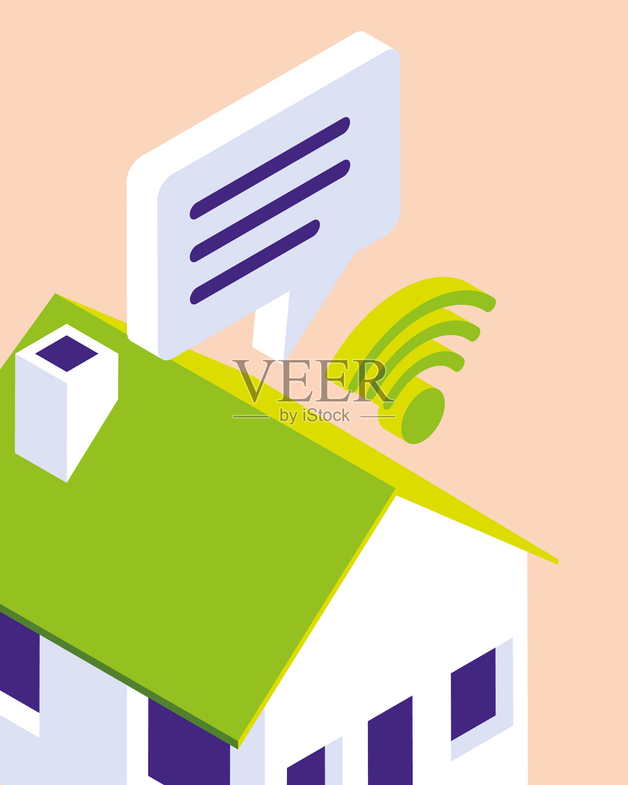 智能家居wifi中心插画图片素材