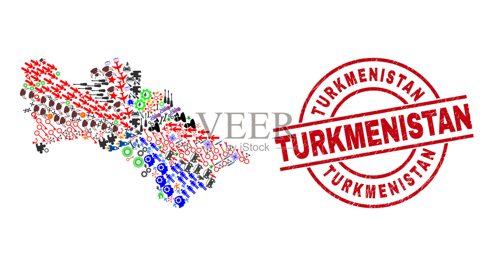 土库曼斯坦纹理水印和土库曼斯坦插画图片素材