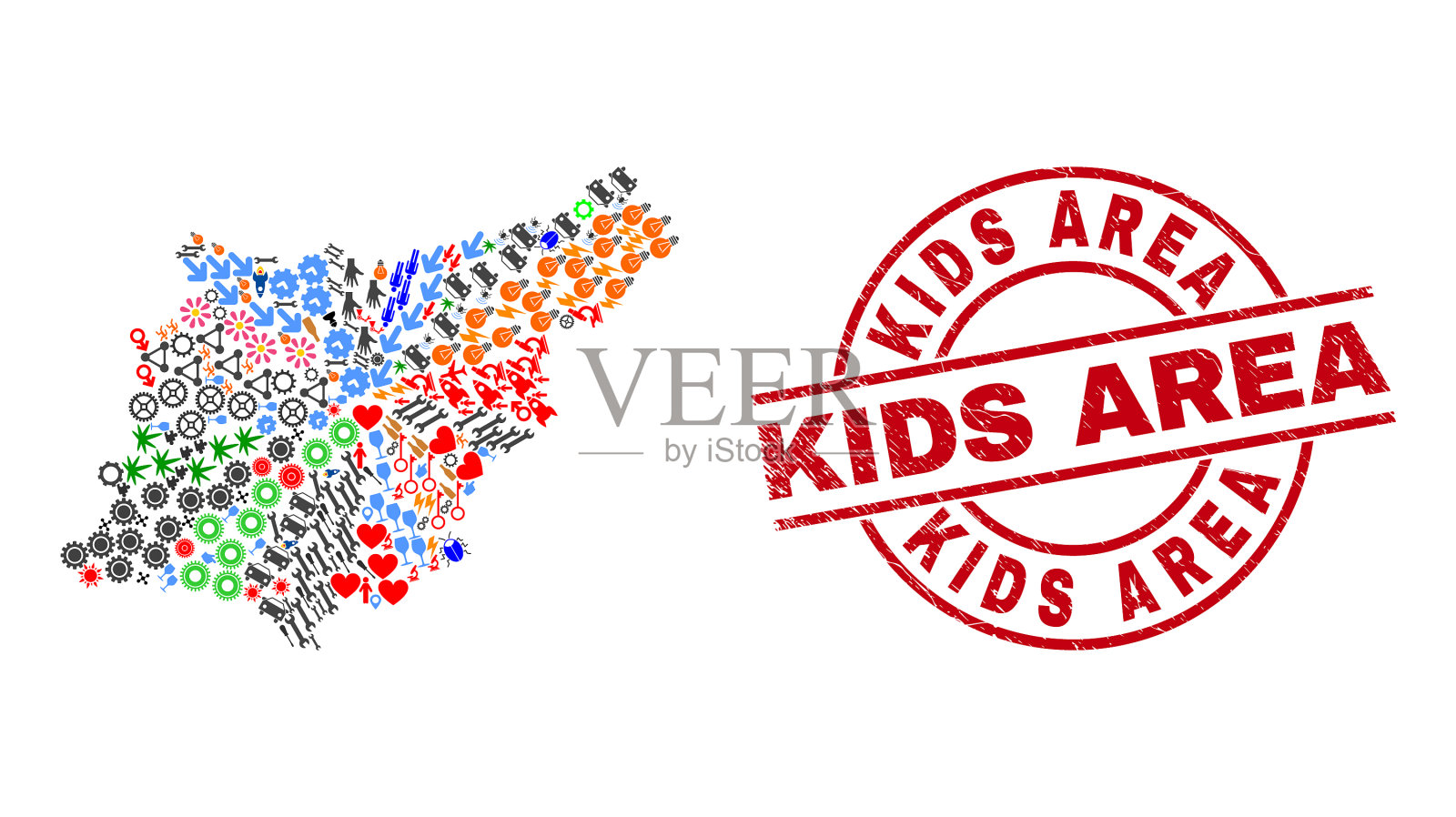 孩子们在gipuzkoa省的垃圾水印区插画图片素材