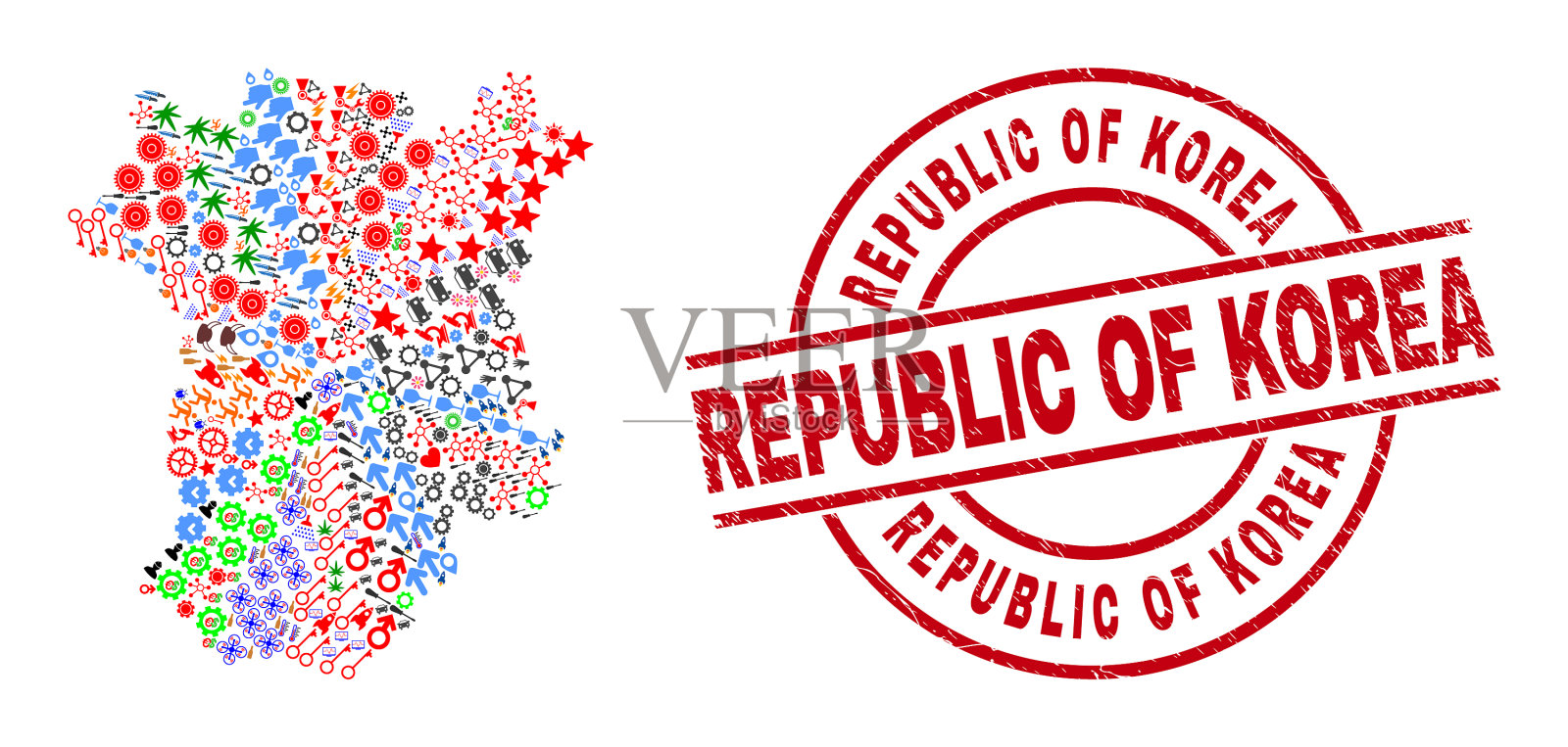 韩国纹印和车臣插画图片素材