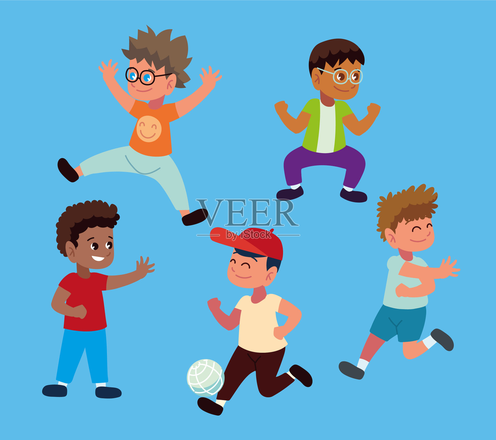 集男孩玩插画图片素材