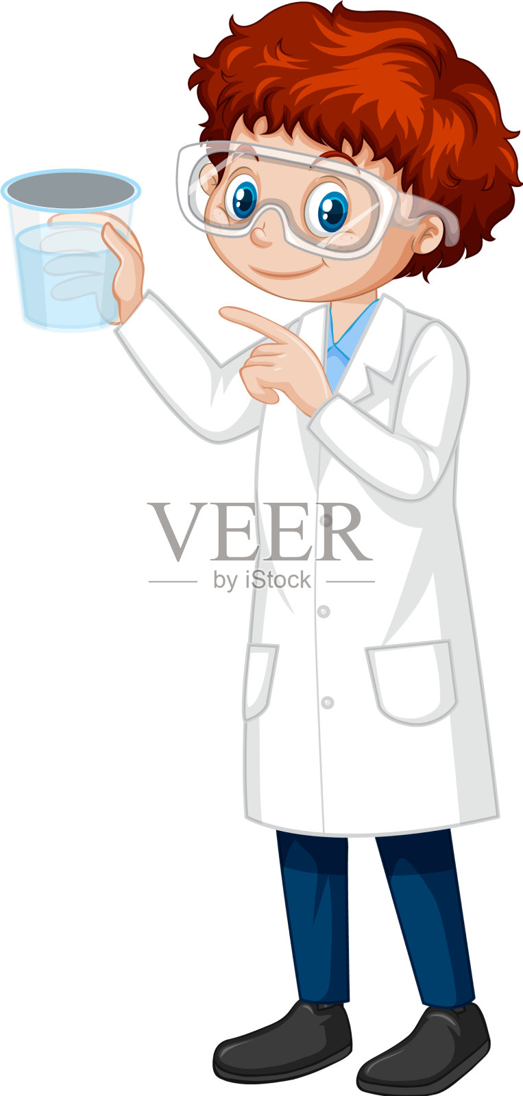 一个穿着实验服的男孩卡通人物设计元素图片