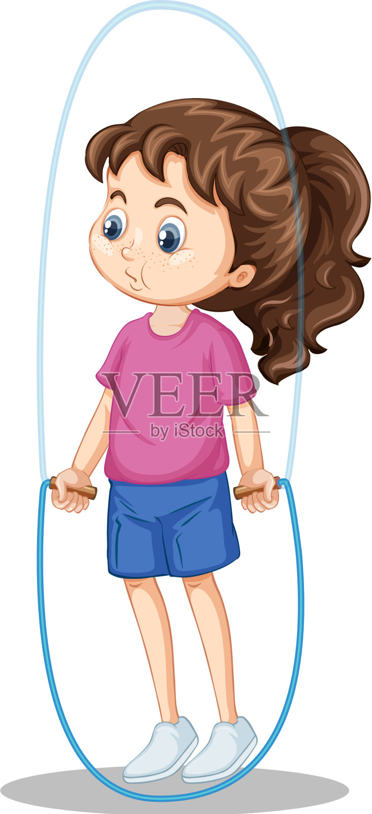 可爱的女孩跳绳卡通人物设计元素图片