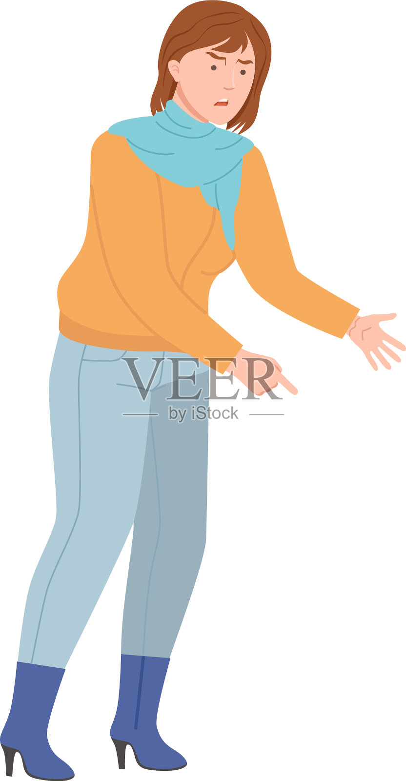 愤怒的女人责骂和对某人大喊大叫插画图片素材